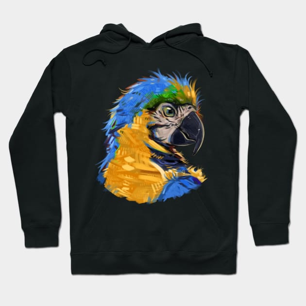 Artistic Blue Macaw Hoodie by Claire Lin